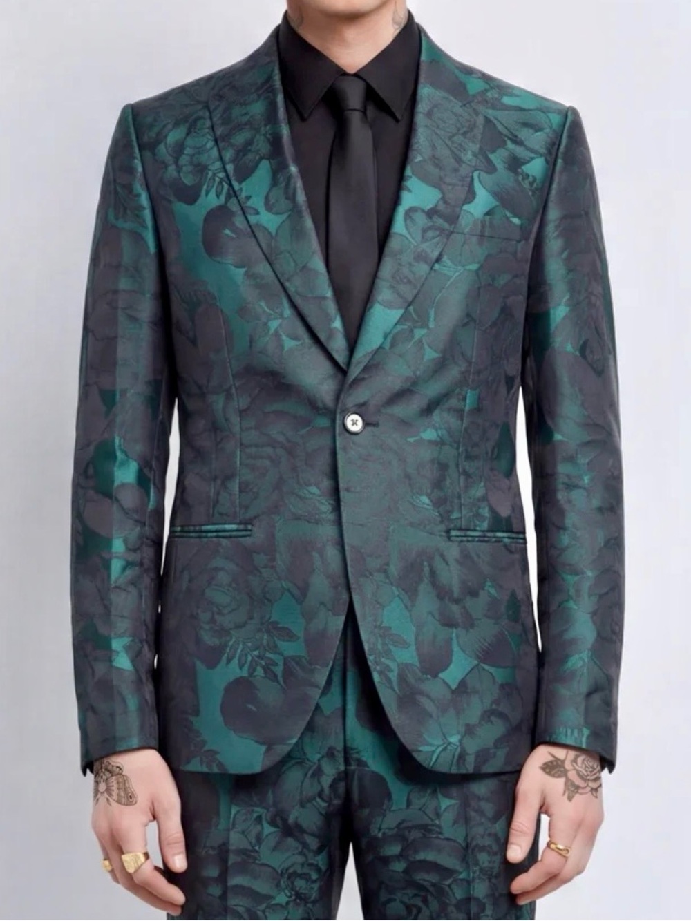 Twisted Tailor Gilmour Green Suit Jacket Floral One Button Evening Jacket 38 R